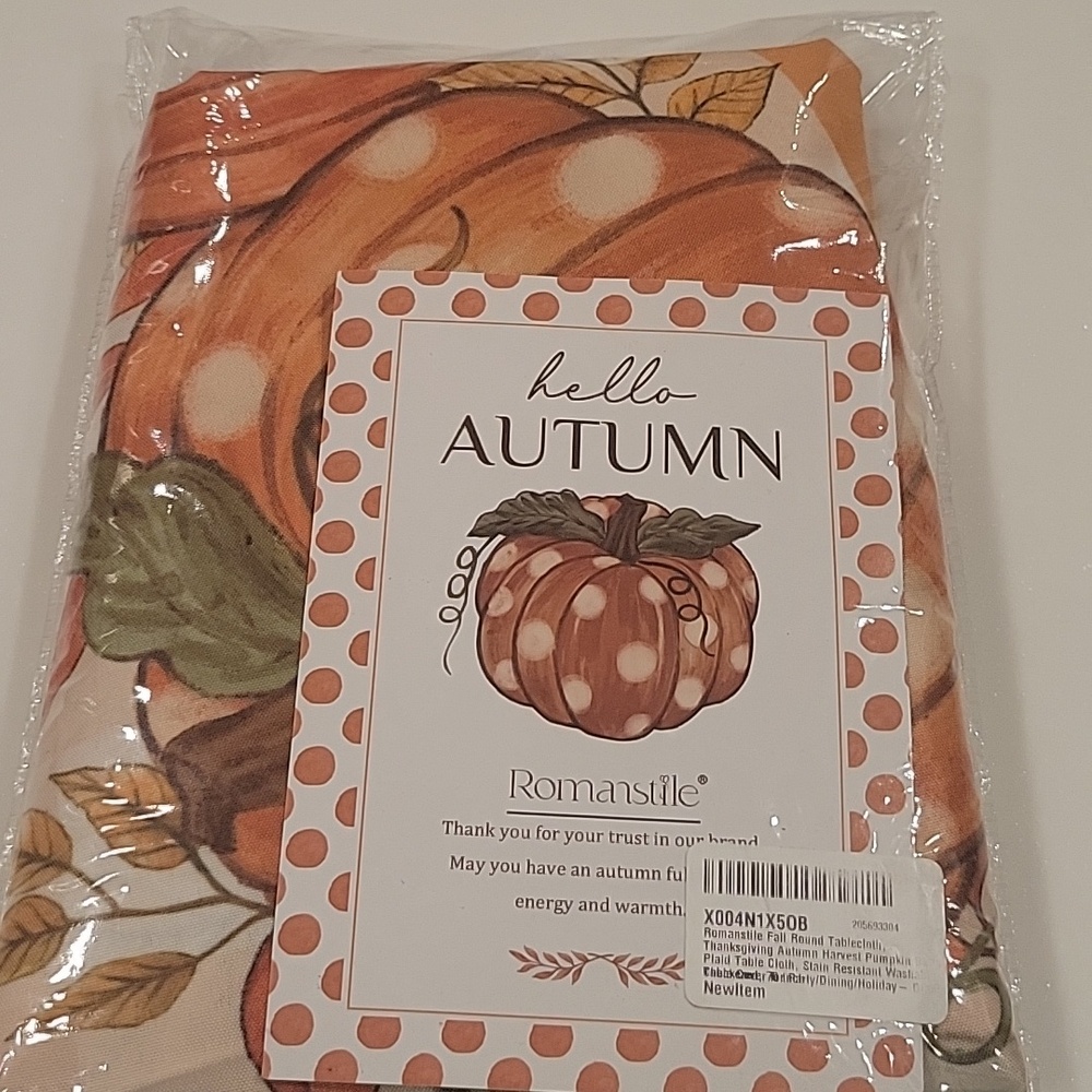 Autumn Harvest Pumpkin Round Kitchen Table Cloth - Orange